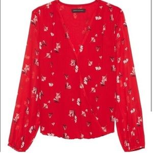 Banana Republic faux wrap floral top sheer